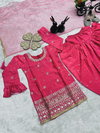 Oc 506 Heavy Chinon Silk With Digital Print Work With Embroidered Sequence Work With Lace Girls Wear Kids Top Dhoti Salwar With Dupatta Bulk Orders In India